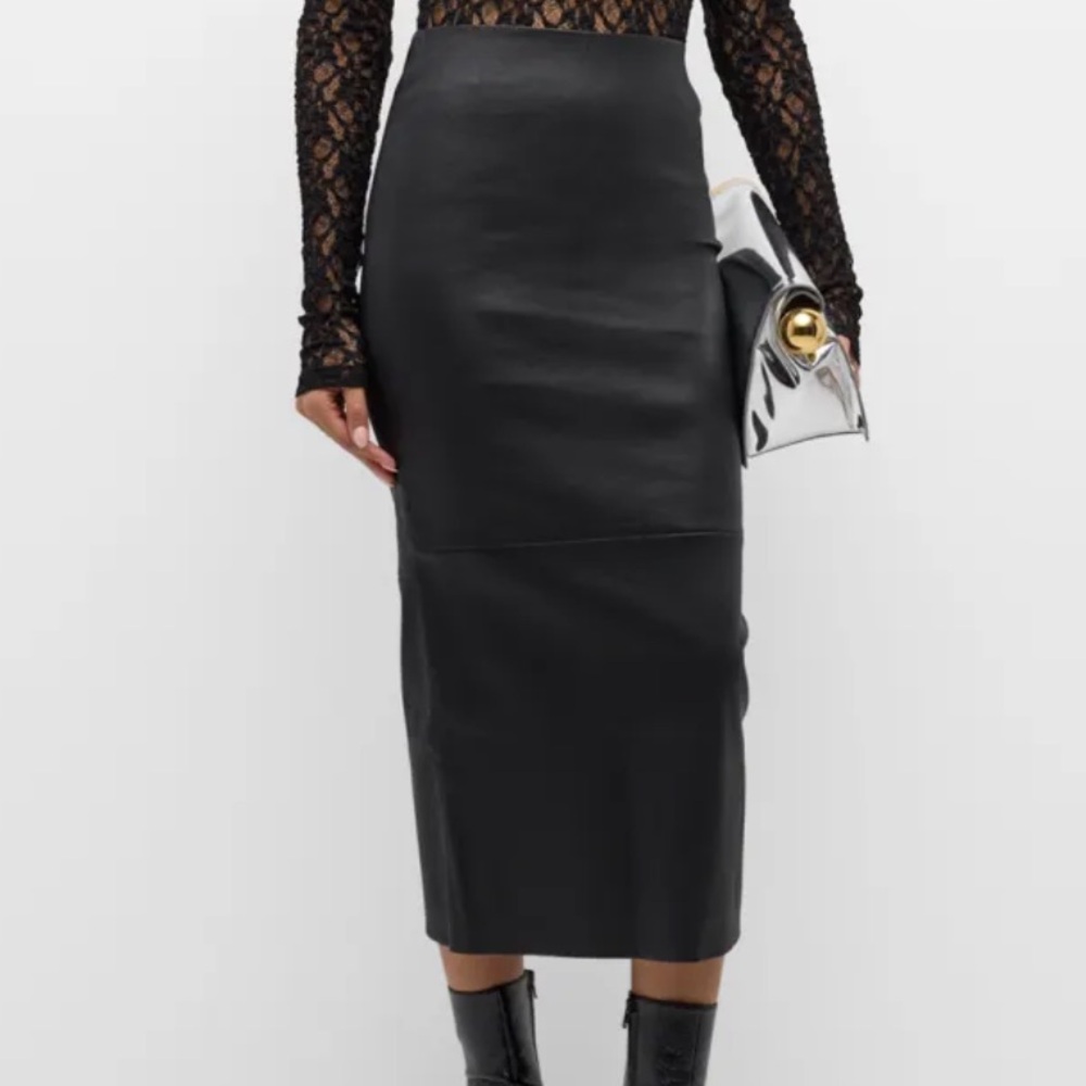 SPRWMN Black Leather Pencil midi Skirt S NWT